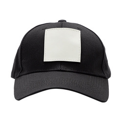 Cappello da baseball in cotone con patch quadrata in velcro per sublimazione - nero