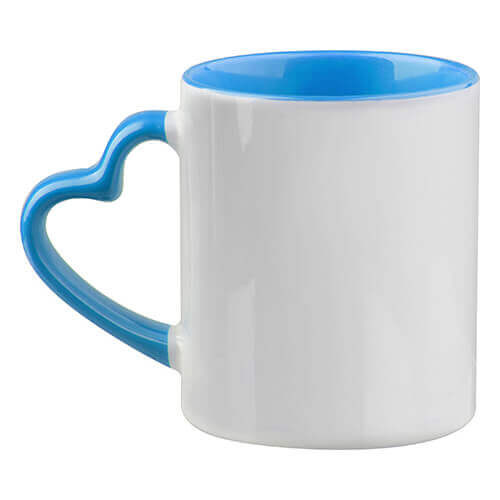 Tazza FUNNY con manico cuore Sublimazione Termostampa - celeste