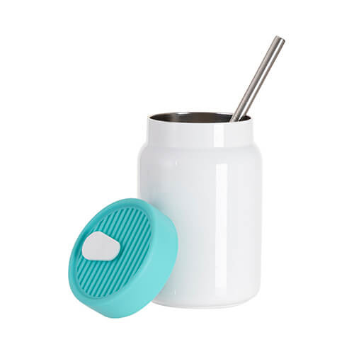 Mug in acciaio da 480 ml con coperchio in silicone verde per sublimazione