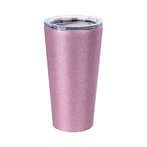 Bicchiere termico in acciaio inox da 480 ml per sublimazione - glitter Rosa