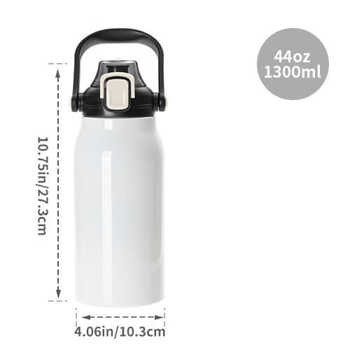 Bottiglia da viaggio in acciaio inox da 1300 ml con manico - bianco