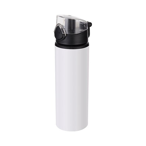 Borraccia in metallo da 750 ml - bianca con chiusura nera - da sublimare