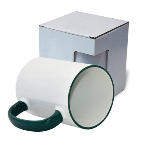 Tazza MAX 450 ml con il manico verde scuro con la scatola Sublimazione Termostampa