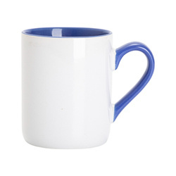 Tazza da 325 ml per sublimazione - con interno e manico blu