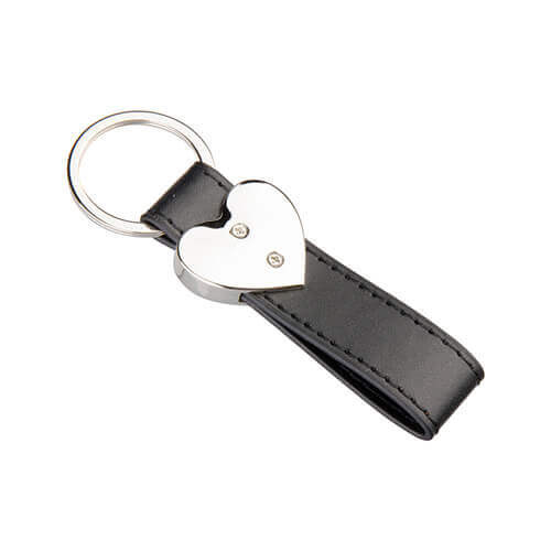 Portachiavi in pelle e metallo per la sublimazione – cuore - nero