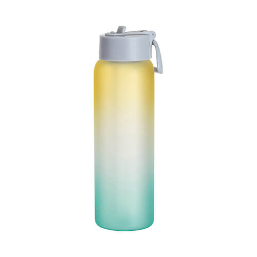 Borraccia sportiva in vetro satinato da 950 ml per sublimazione - verde-gialla