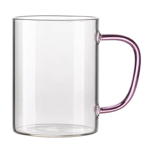Vetro da 450 ml con manico rosa per sublimazione