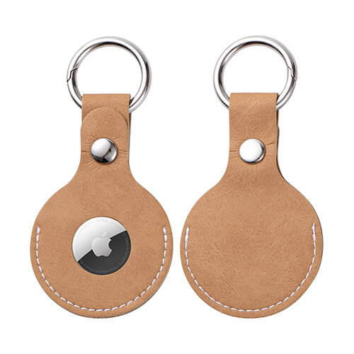 Portachiavi in pelle / custodia AirTag per sublimazione - Marrone