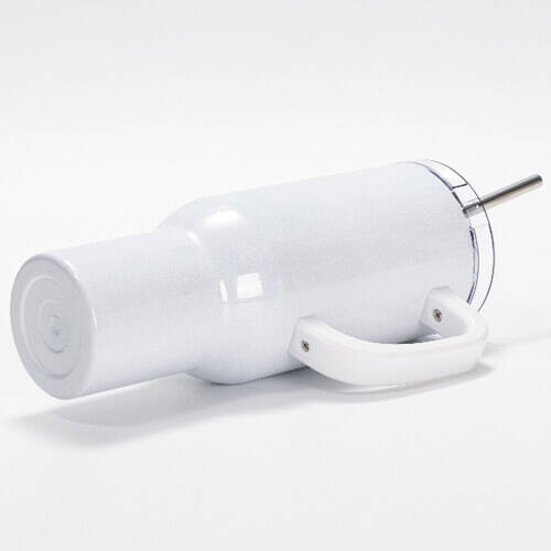 Tazza in acciaio inox da 1200 ml con coperchio e cannuccia per sublimazione - bianco cangiante