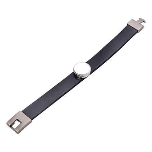 Bracciale in pelle con cerchio per stampa sublimatica col. nero