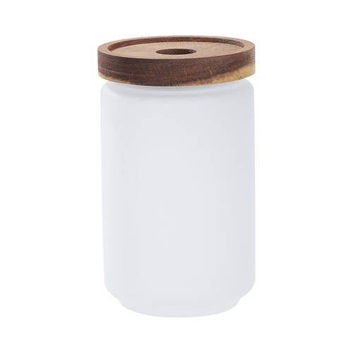 Contenitore in vetro da 750 ml con coperchio in legno per sublimazione