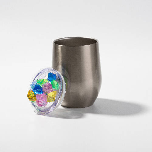 Tazza per vin brulè 360 ml per sublimazione - argento, coperchio con ghiaccio colorato artificiale