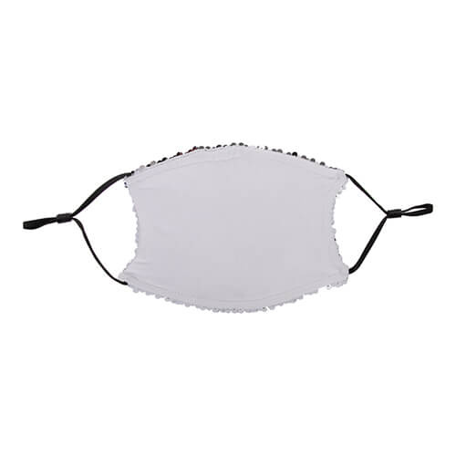 Mascherina grande con tasca per filtro e paillettes per la sublimazione