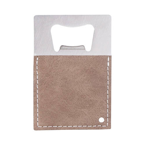 Apribottiglie 5,5 x 8,5 cm in acciaio e pelle per sublimazione - Grigio