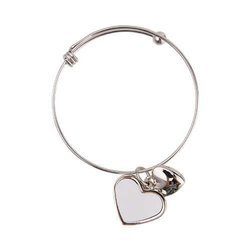 Bracciale con sfera, cuore e pendente a cuore per stampa sublimatica 