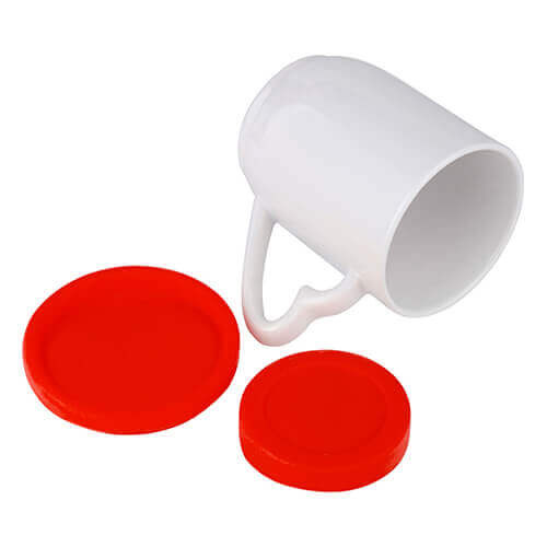 Tazza 360 ml con coperchio e sottobicchiere rosso Sublimazione Termostampa