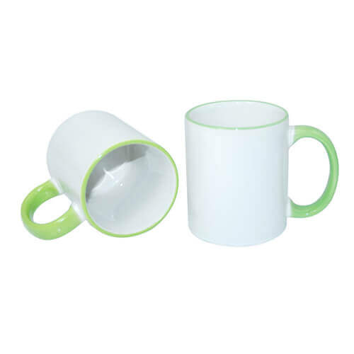 Tazza 330 ml con il manico verde chiaro Sublimazione Termostampa