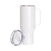 Tazza da viaggio in acciaio inox da 1200 ml con coperchio e cannuccia per sublimazione - bianco