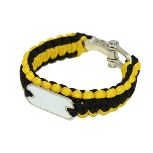 Bracciale in paracord giallo/nero per stampa sublimatica 