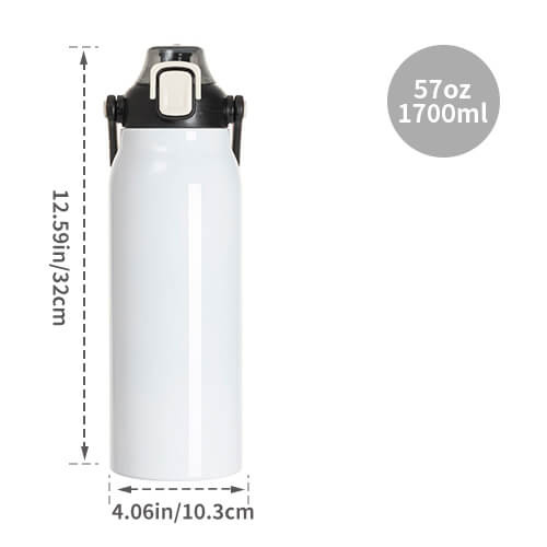 Bottiglia da viaggio da 1700 ml in acciaio inox con manico - bianco