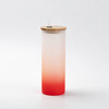 Una tazza glassata da 500 ml con un coperchio in bambù e una cannuccia per la sublimazione - sfumatura rosso