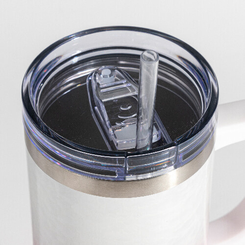 Tazza da viaggio 3D Puff Cloud da 1200 ml per sublimazione - bianca e rosa