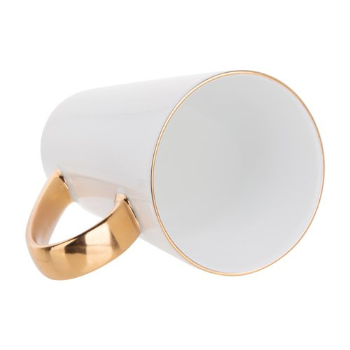 Tazza da latte 450 ml con bordo dorato e manico per sublimazione