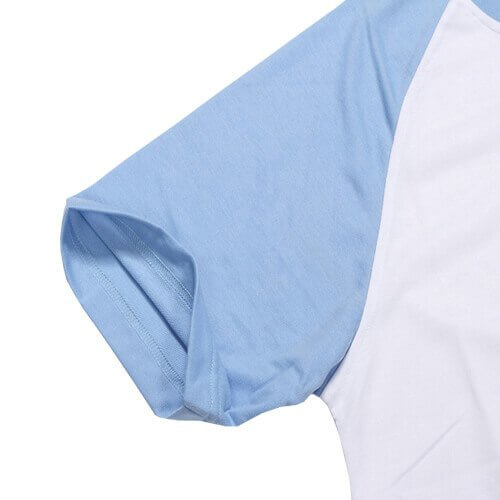 Maglietta bianca con maniche celesti JSubli Apparel per Sublimazione di trasferimento termico