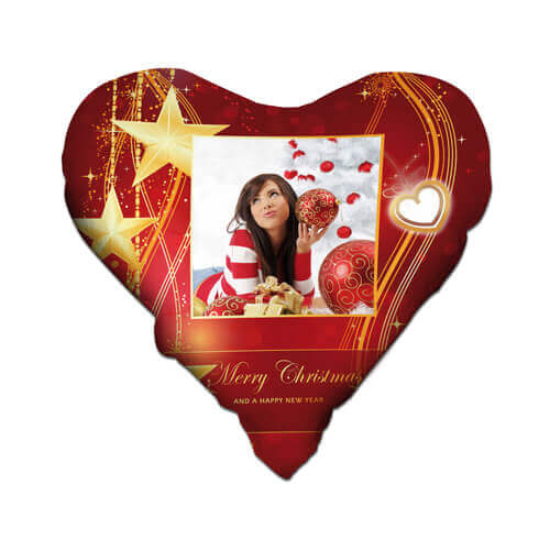 Federa a forma di cuore in raso bicolore per sublimazione - Merry Christmas