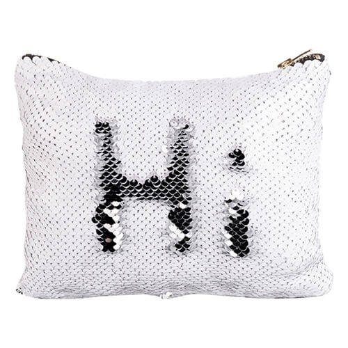 Beauty case 20,5 x 16 cm con paillettes bianche per sublimazione