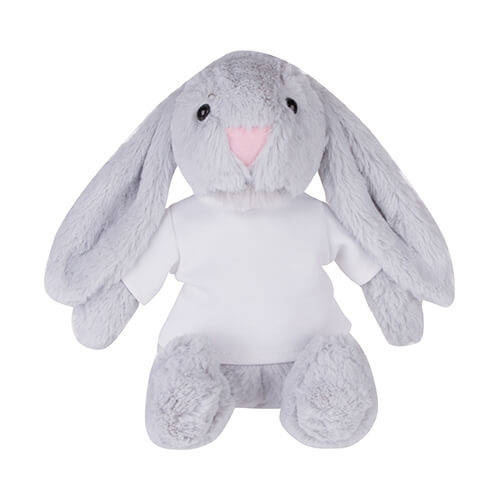 Coniglio di peluche 22 cm con maglietta per stampa a sublimazione - grigio chiaro