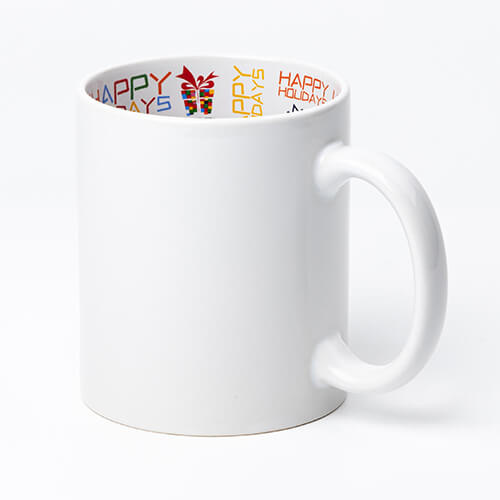 Tazza da 330 ml con interno HAPPY HOLIDAYS per sublimazione