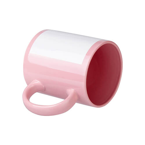 Tazza Rosa 330 ml con cornice bianca per sublimazione, con una scatola di cartone