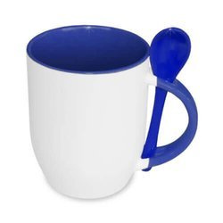 Tazza con cucchiaino blu scuro JS Coating Sublimazione Termostampa