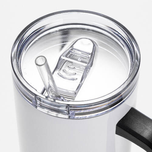 Tazza da viaggio in acciaio inox da 1200 ml con manico nero per sublimazione - bianco