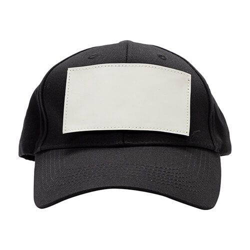 Cappello da baseball in cotone con patch rettangolare in velcro per sublimazione - nero