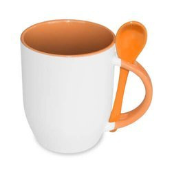 Tazza con cucchiaino arancione JS Coating Sublimazione Termostampa