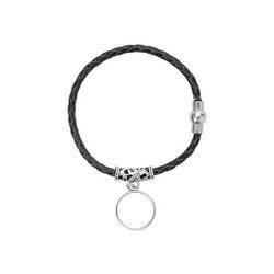 Bracciale in pelle intrecciata con ciondolo per stampa sublimatica col. nero