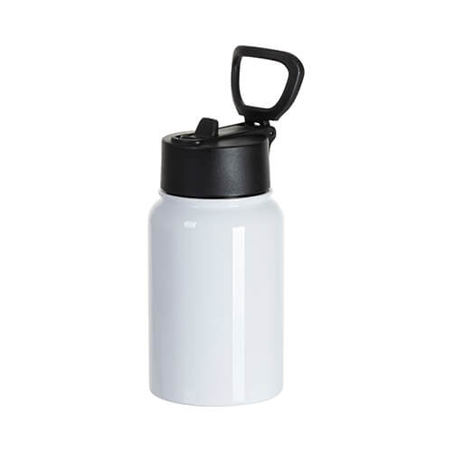 Borraccia da 500 ml con boccaglio largo e manico pieghevole per sublimazione - bianca