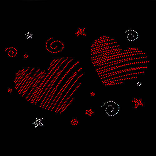 Foglio con zirconi per trasferimento termico - due cuori