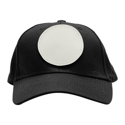 Cappello da baseball in cotone con patch rotonda in velcro per sublimazione - nero