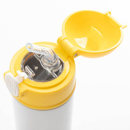 Borraccia - bottiglia per bambini da 360 ml per sublimazione - bianca con tappo giallo
