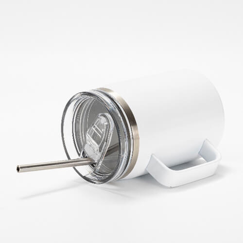 Boccale da vino da 900 ml con coperchio impermeabile e cannuccia per sublimazione - bianco