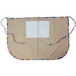 Grembiule classico con tasca per stampa – di colore beige con bordino colorato - fiori slavi bianchi
