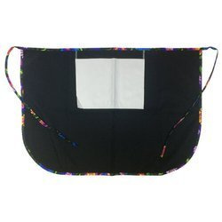 Grembiule classico con tasca per stampa – di colore nero con bordino colorato - fiori slavi neri