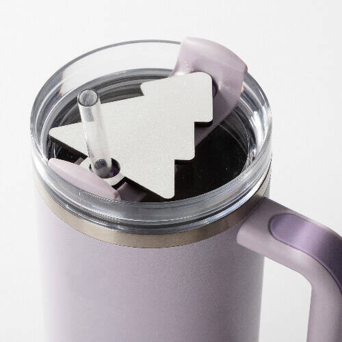 Targhetta con nome in fibra di legno con glitter per tazza da 1200 ml per sublimazione - Albero di Natale