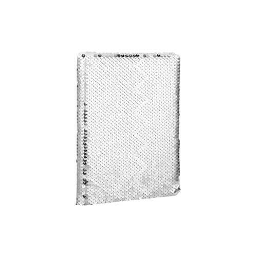 Quaderno A5 con una copertina con paillettes bicolore per sublimazione - argento