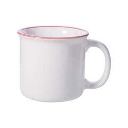 Tazza in ceramica, smaltato 300 ml Sublimazione Termostampa - bianco con bordo rosa