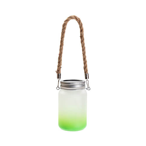 Lanterna da 450 ml con manico in corda - sfumatura verde