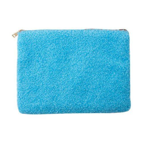 Borsa cosmetica in peluche per sublimazione - bianca e cielo blu
